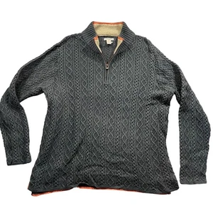 Carbon 2 Cobalt XL Gray Cable Knit Sweater 1/2 Zipper 100% Cotton Cable Knit - Picture 1 of 4