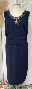 ST. JOHN COLLECTION 2 Piece Outfit Star Stud Wool Camisole Skirt Size L / 14 FXL - Picture 1 of 16