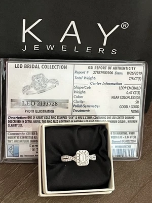 THE LEO Diamond Bridal Collection 7/8 ct tw Emerald & Round-cut 14K white gold - Image 1 of 4