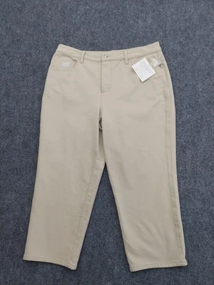 Pantalones Dream Jeannes by Quacker Factory para mujer 12 beige recortados elásticos pedrería Foto 1 de 4
