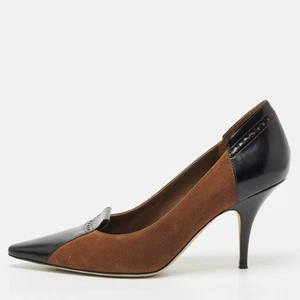 Burberry Brown/Black Suede and Leather Pointed Toe Pumps Size 40.5 - Picture 1 of 9