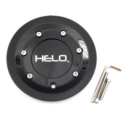 Tapa central atornillada negra brillante Helo se adapta a ruedas estilo HE912 parte # HE912CAP-GB Foto 1 de 4