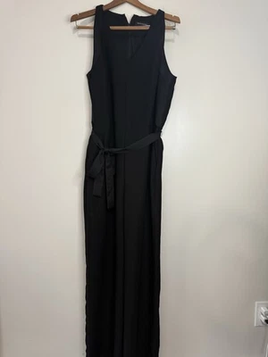 Elegante Mono Banana Republic Negro Sin Mangas con Acentos Satinados Talla 12 Foto 1 de 4