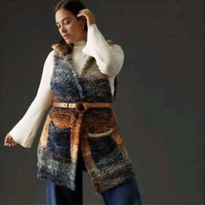 Anthropologie Pilcro Womens 3X Sweater Vest Long Cardigan Duster Boho Western - Image 1 of 4