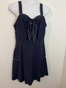 A New Day Women's Dress Navy Blue Sleeveless Front Tie Pin Up Retro 2XL - Picture 1 of 9