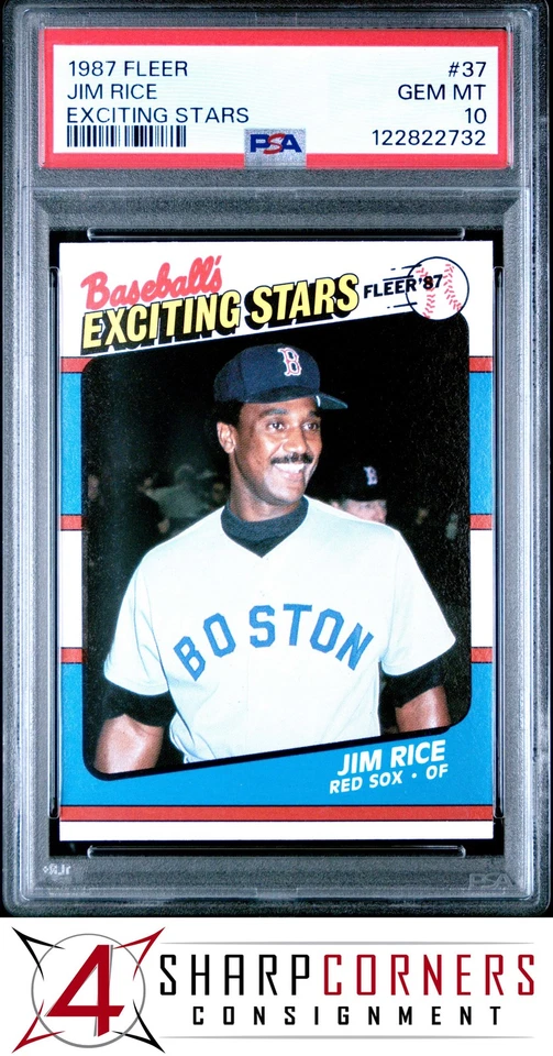 1987 FLEER EXCITING STARS #37 JIM RICE RED SOX HOF PSA 10 - Image 1 of 3