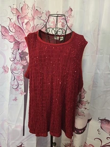 Merona Damen 2x rot Pailletten gefüttert Tank Top Urlaub Party Ready - Bild 1 von 10