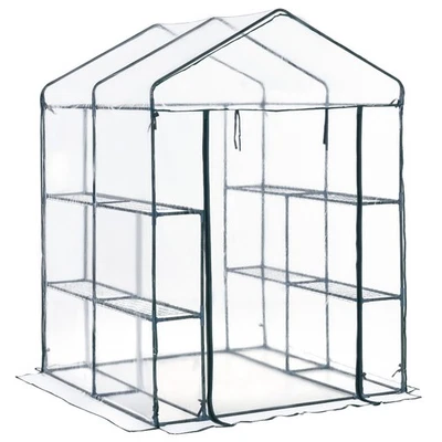 UIRIO Walk-In Greenhouse with 3 Tier Shelving Outdoor Gardening Flowers Planting House