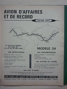 1960'S PUB AVION LEAR JET MODEL 24 BIZJET TOUR DU MONDE 1966 ORIGINAL AD - Imagen 1 de 1