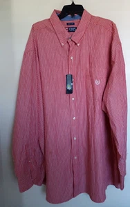 Chaps Herren Erwachsene Gr. 4XB Hemd mit Knöpfen Langarm gestreift rot pflegeleicht NEU - Bild 1 von 5