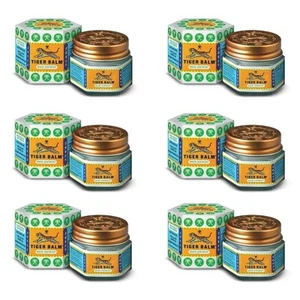 6 pc Tiger Balm white stuffy nose relief headache treatment 9 ml each ayurvedic - Picture 1 of 6