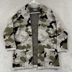 Anthropologie Vera Sweater Womens S Open Duster Camo Cardigan Oversized Pocket - Picture 1 of 11