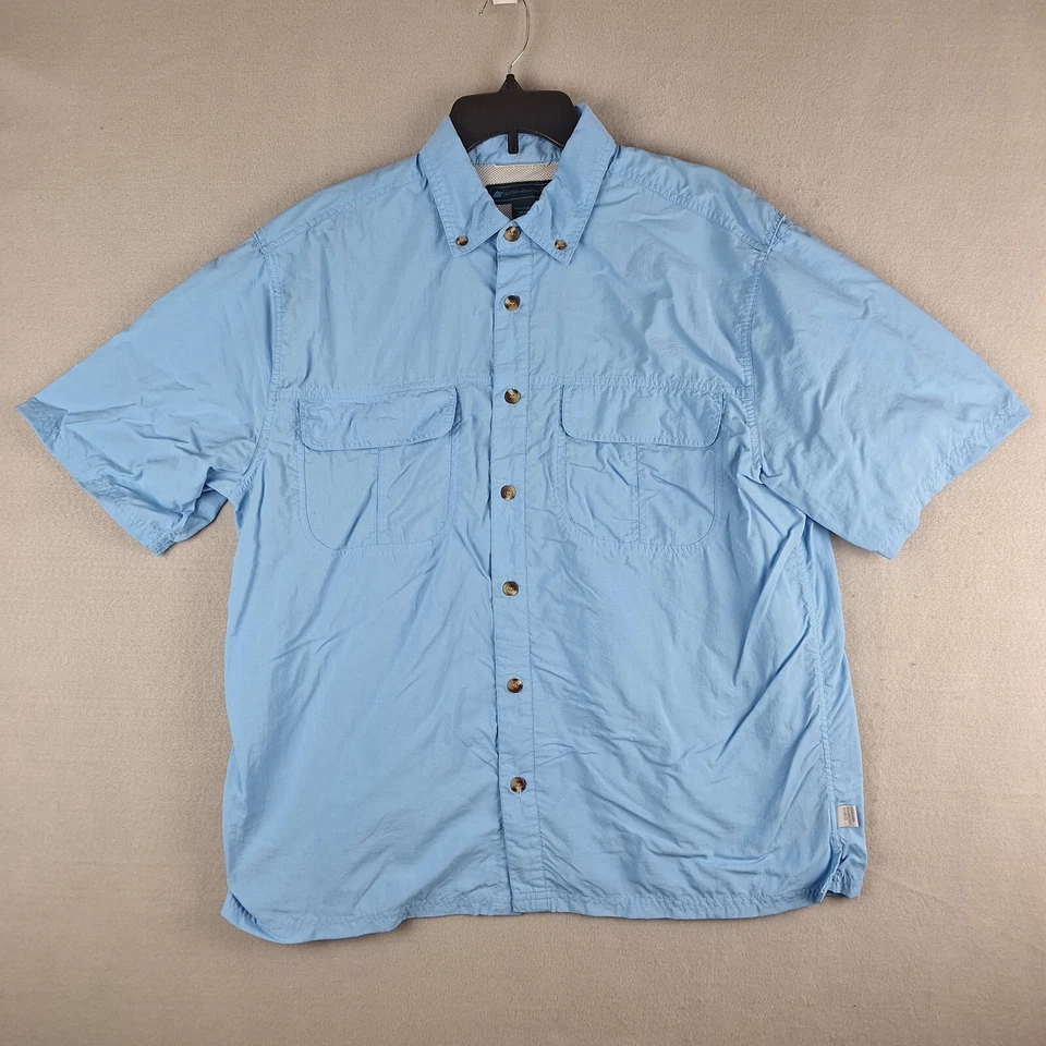 EMS Vented Fishing Shirt Mens Large Blue Short Sleeve Button Down Outdoor - Image 1 of 4