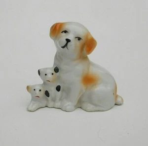 Vintage Porcelain Spaniel Dog Family Figurine Made in Japan Mom & 2 Puppies 50's - Picture 1 of 6