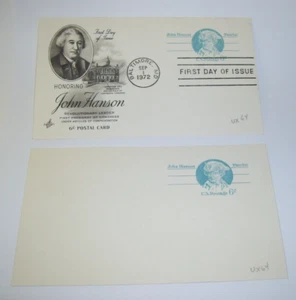 Zwei Postkarten 1972 Erster Ausgabetag zu Ehren von John Hanson - Bild 1 von 1