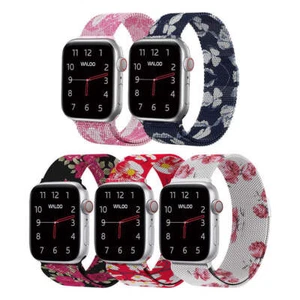 Waloo Floral Printed Magnetic Mesh Replacement Band For All Apple Watch Series - Picture 1 of 25