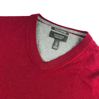 Suéter Pullover Nordstrom Para Hombre 100% Lana Cuello en V Granate • Grande Foto 1 de 4