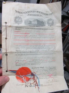 1880 Original US Patent Certificate, 224841, William Nordaby, Edmond Rockefeller - Picture 1 of 4