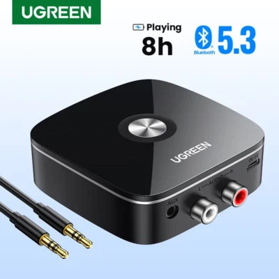UGREEN Bluetooth 5.3 Receiver AUX RCA Adapter Home Stereo HiFi Audio 8H Play - Image 1 of 4