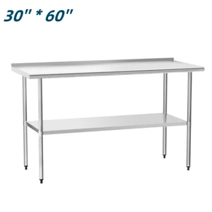 Stainless Steel Commercial Kitchen Food For Prep Table Work with Backsplash NSF - Picture 1 of 67