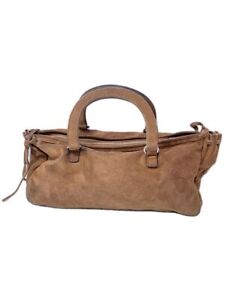 PRADA Handbag Suede Brown Solid Used