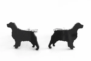 Springer Spaniel Dog With Docked Tail Dog Cufflinks In Black With Gift Bag - Picture 1 of 2