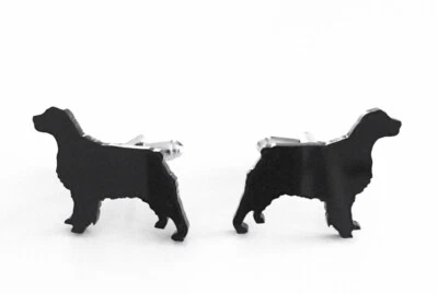 Springer Spaniel Dog With Docked Tail Dog Cufflinks In Black With Gift Bag - Image 1 of 2