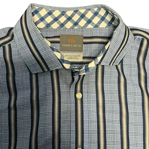 Camisa de vestir Thomas Dean para hombre LS 100 % algodón azul a rayas talla L/G - Imagen 1 de 9