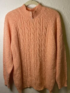 Jennifer Moore Women's Size XL Turtleneck Knit Sweater Peachy-Pink Pearl Buttons - Picture 1 of 5