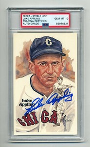 LUKE APPLING  SUPERB  GEM MINT 10 PSA/DNA SIGNED  PEREZ STEELE POST CARD