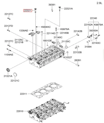 1x Original Hyundai 0K55110136 Cylinder Head Screw Terracan Kia Carnival I/II - Image 1 of 4