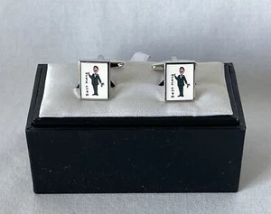 Par de gemelos temáticos de boda de padrino de acero inoxidable en caja - Imagen 1 de 7