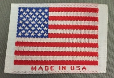 Made in USA with USA Flag Sew on Labels WX2 - Image 1 of 4