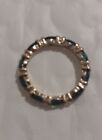 Emerald and 14k Gold Over Sterling Silver Eternity Band Ring Size 8 Beautiful!