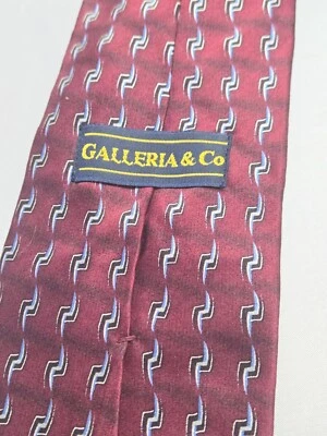 Corbata Galleria & Co toda seda italiana hecha en EE. UU. roja negra y azul 3,75" Foto 1 de 3
