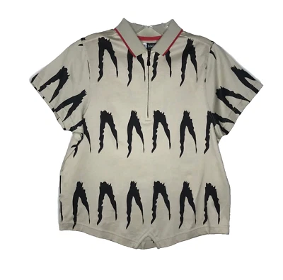 Jamie Sadock Golf Polo Top Women's S Beige Black 1/4 Zip Short Sleeve Cotton - Image 1 of 4