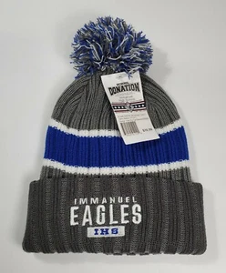 IMMANUEL HIGH SCHOOL EAGLES MEDIAS GORRA DE PUNTO POM REEDLEY CA ADULTO TALLA ÚNICA NUEVO CON ETIQUETAS - Imagen 1 de 3