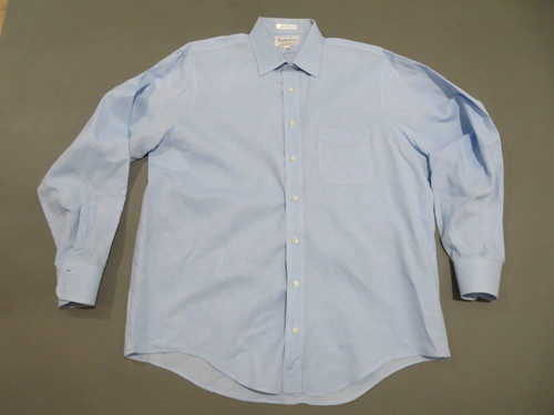 Camicia elegante Burberrys uomo 17 35 bottoni blu tasca made in USA cotone