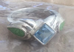 Vintage Avon 1998 NOS NIB Sterling Silver Blue Topaz Australian Lime Size 5 Ring - Picture 1 of 11