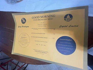 Rare C&O B&O Railroad Passenger Service Dinning Car PLACEMAT,Menu,Train - Picture 1 of 7