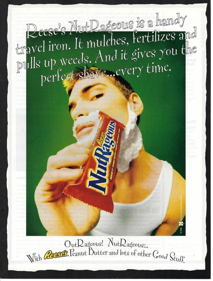 Reese’s NutRageous 1996 mantequilla de maní práctico hierro de viaje anuncio/póster impreso vintage Foto 1 de 1