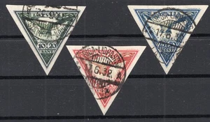 LATVIA 1932 / AIR MAIL / Y&T # 13 / 15 USED IMPERF - Picture 1 of 2
