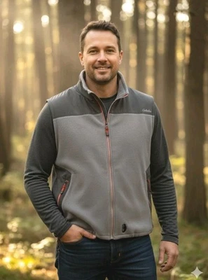 Cabelas Mens 2XL Outdoor Windshear Heated Vest NWOT Gray Red/Orange Zip Hunting  - Image 1 of 4