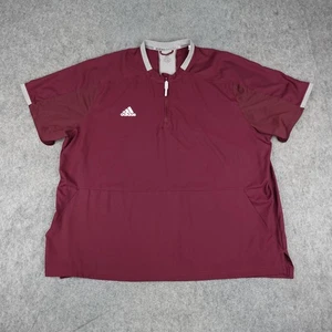Adidas Jacket Mens 3XL XXXL Maroon 1/4 Zip Pullover Baseball Wind Shirt Batting - Picture 1 of 14
