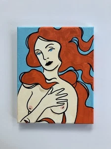 Original Acrylic Female Nude Venus / Aphrodite portrait 8x10 Canvas painting - Picture 1 of 5