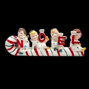 VTG 1950 Relco NOEL Angels Candy Cane Sleigh Candle Holder Retro Christmas Japan - Picture 1 of 13
