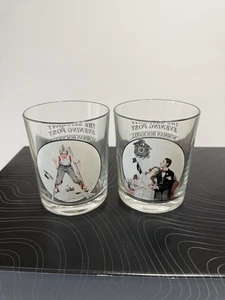 Norman Rockwell Saturday Evening Post Glassware Retro Lot of 2 Bar Glasses USA - Picture 1 of 6