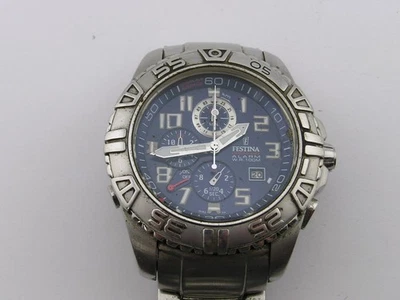 Festina Chrono Bike Alarm Watch w/ Band 16162 Blue Dial Working as Found - Image 1 of 4
