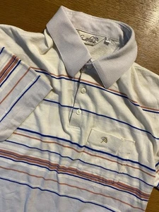 Vintage Arnold Palmer Golf Polo Shirt L Canada 50/50 Umbrella Logo Striped EUC - Picture 1 of 9