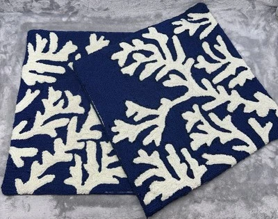 Cape Coral Indoor Outdoor Textured Throw Pillow - Navy - 18" Square - Image 1 of 4